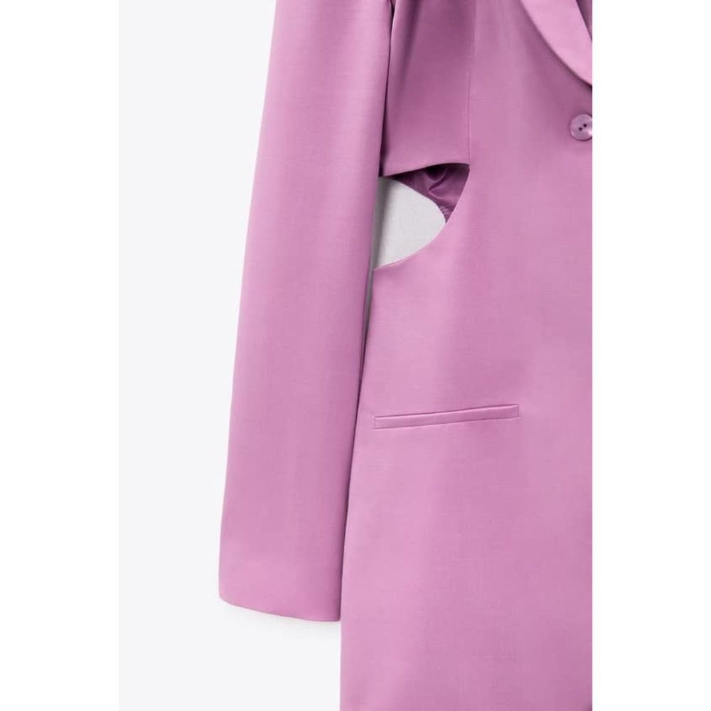 Zara EUC Side Cut Pink Lilac Lavender Blazer Dress Size XS Bloggers Favourite - Picture 7 of 11